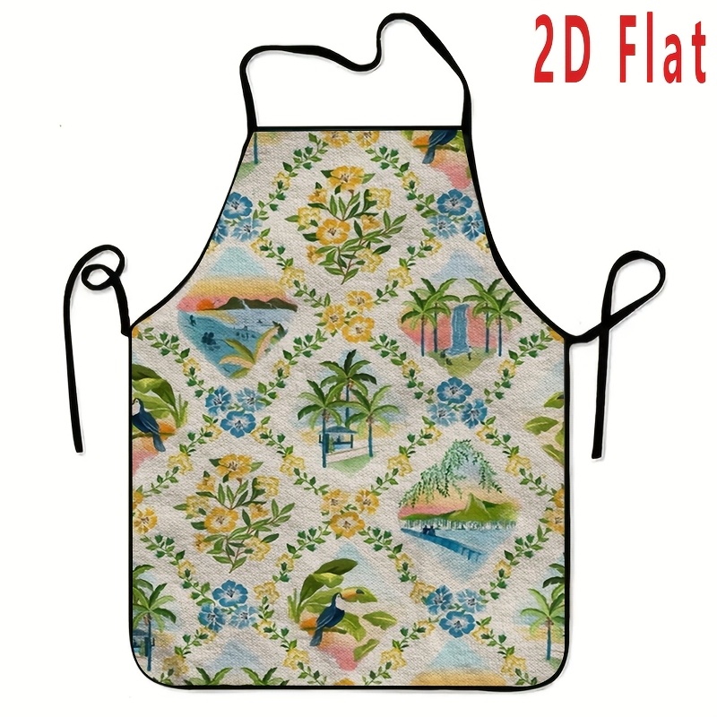 Kitchen Baking Island - 1 Tropical Island Landscape Pattern Apron,