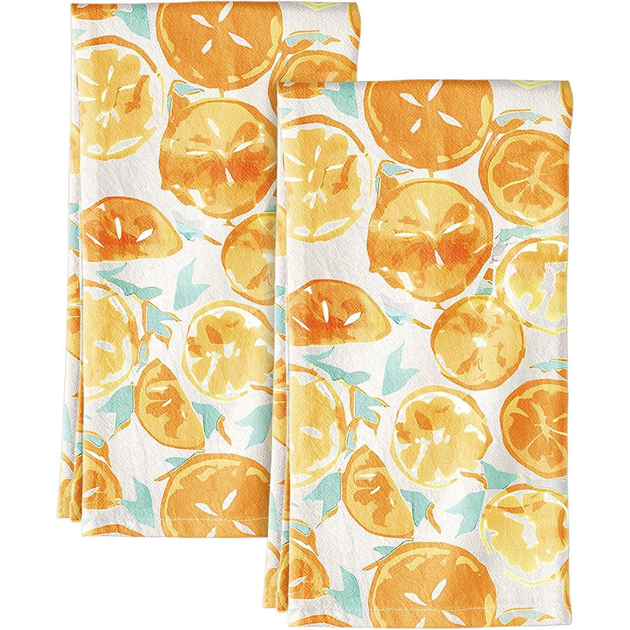 Kitchen Baking Necessities - 2Pcs, Watercolor Citrus Orange Kitchen Towels,