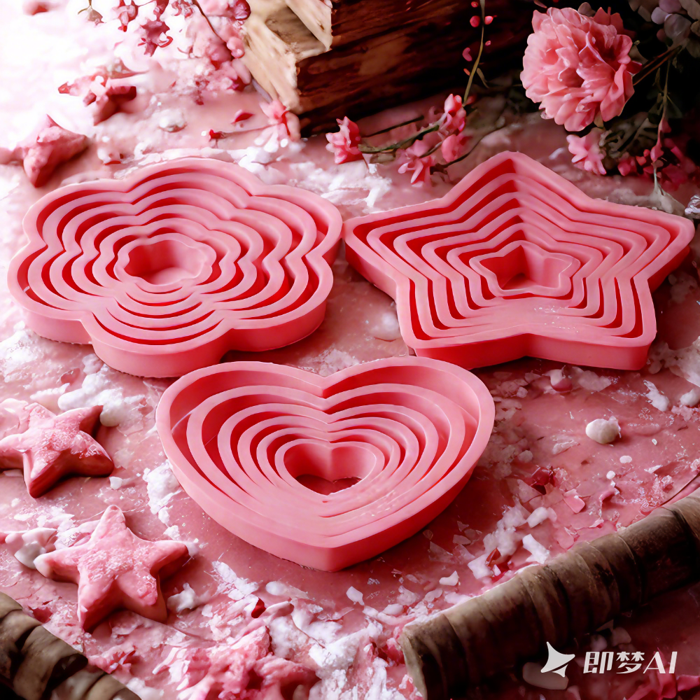 1set/3sets Pink Heart Star Flo - Kitchen Baking Utensil ulasan dan harga