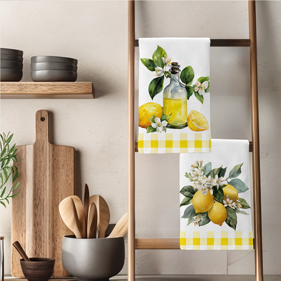 2Pcs, Lemon Floral Pattern Kit - Kitchen Baking Necessities ulasan dan harga