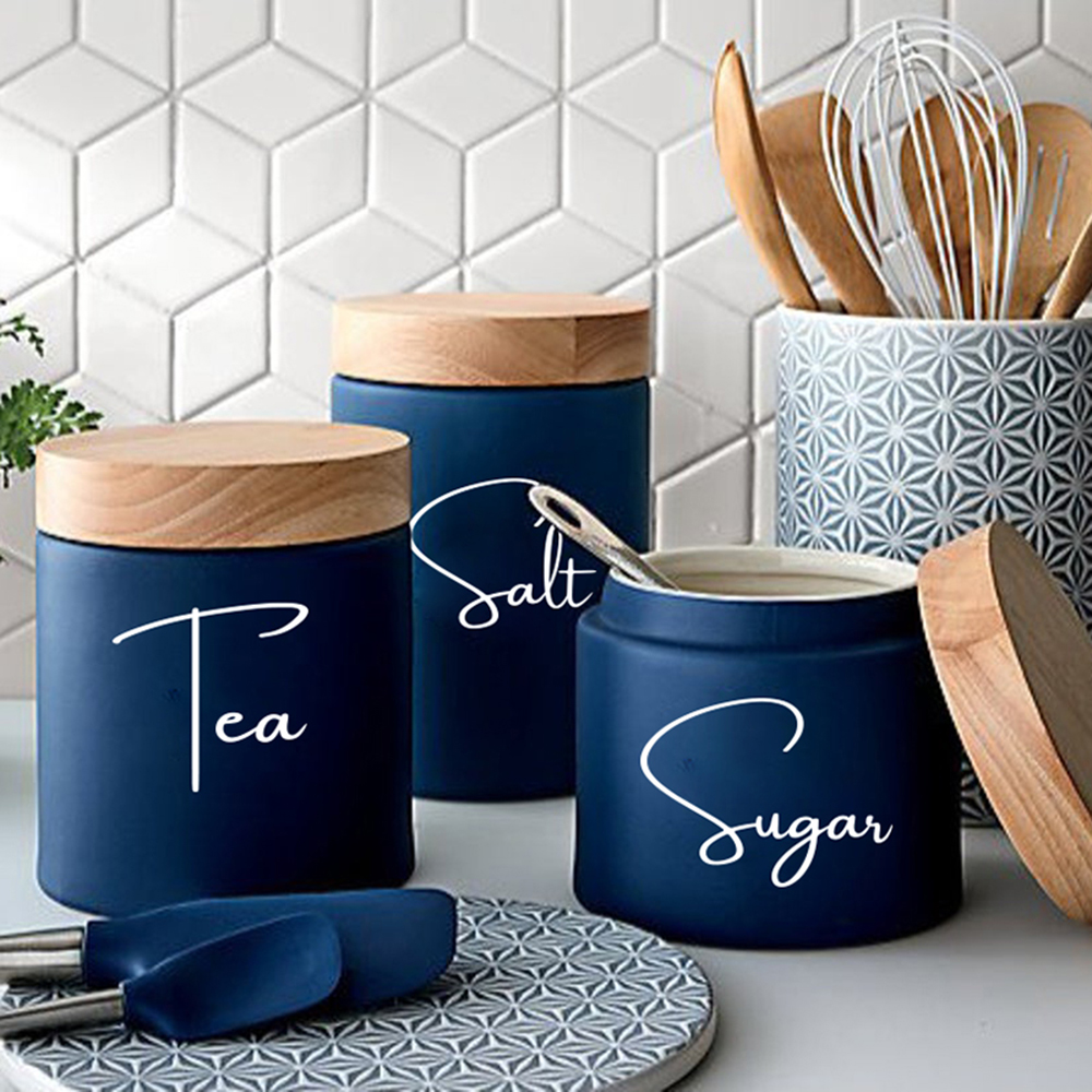 Decal Only 8Pcs Kitchen Organi - Kitchen Baking Canisters ulasan dan harga