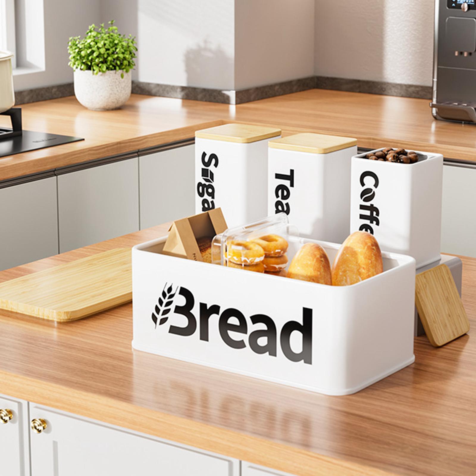 Iron Bamboo Bread Storage Bin  - Kitchen Baking Canisters ulasan dan harga