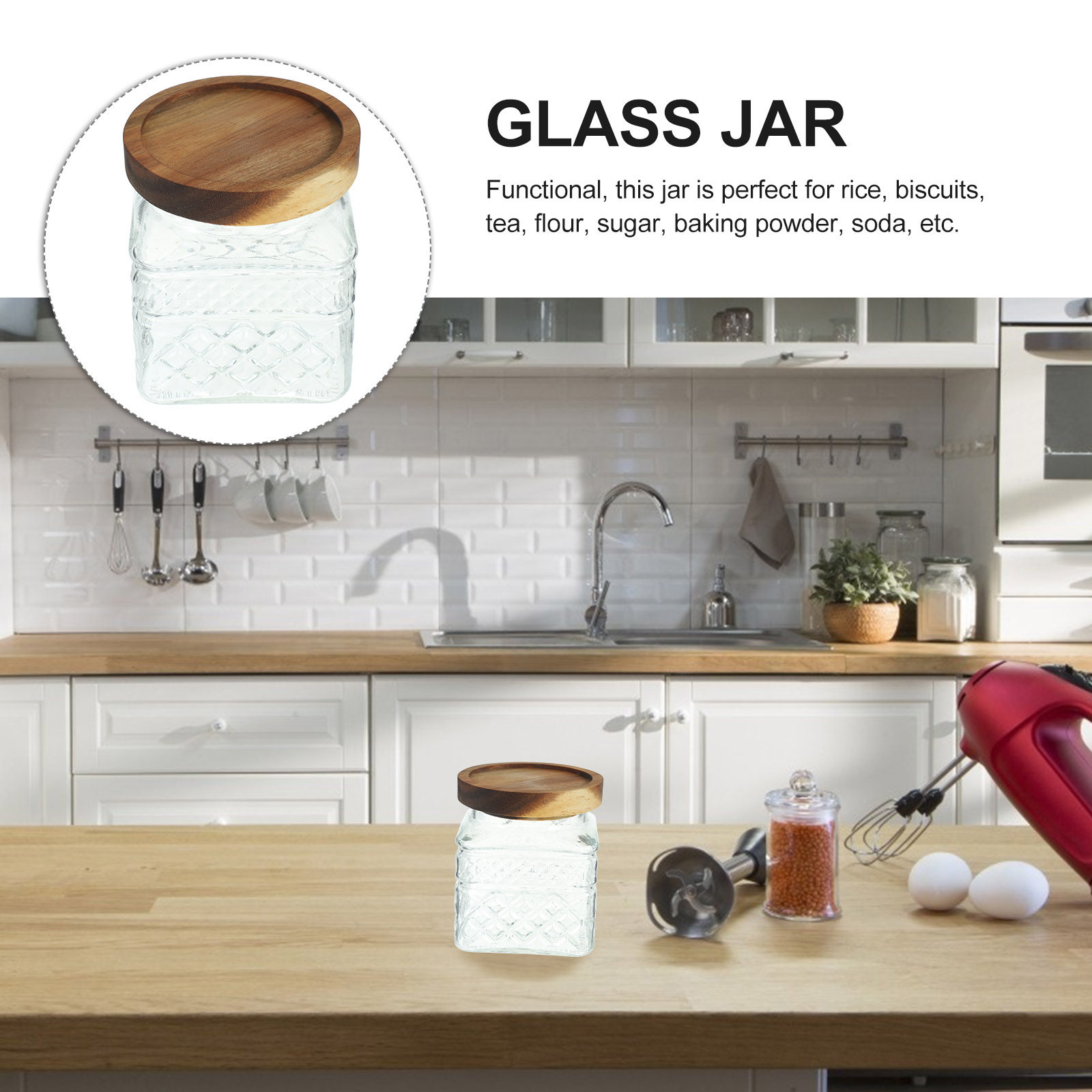 Airtight Glass Canister with N - Kitchen Baking Canisters ulasan dan harga