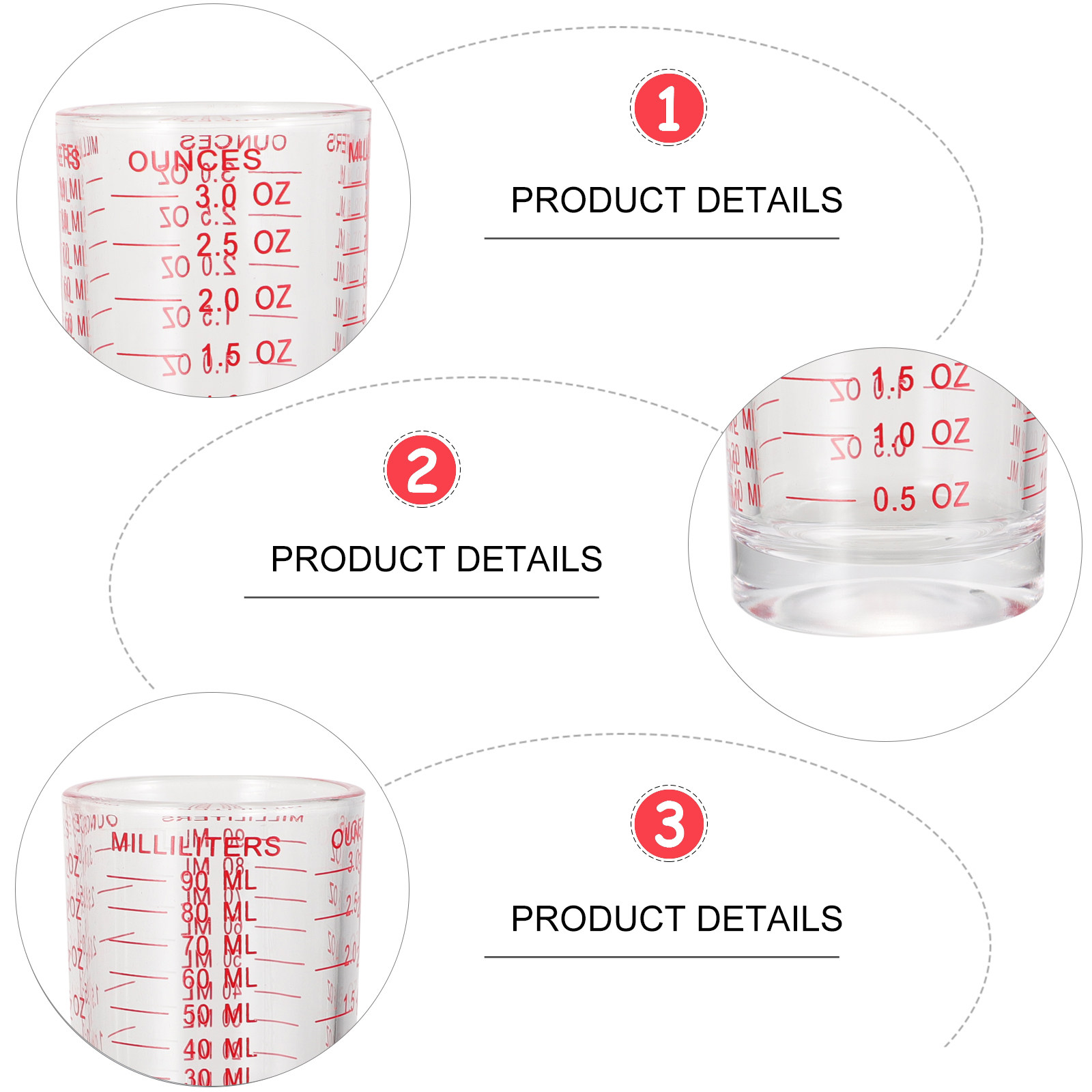 3Pcs Reusable Glass Measuring  - Kitchen And Baking Tools ulasan dan harga