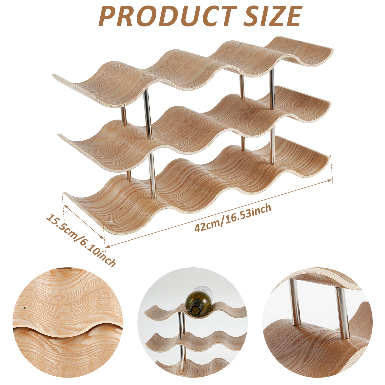 2/3-Tier Wooden Wine Rack Wavy - Kitchen Zo ulasan dan harga