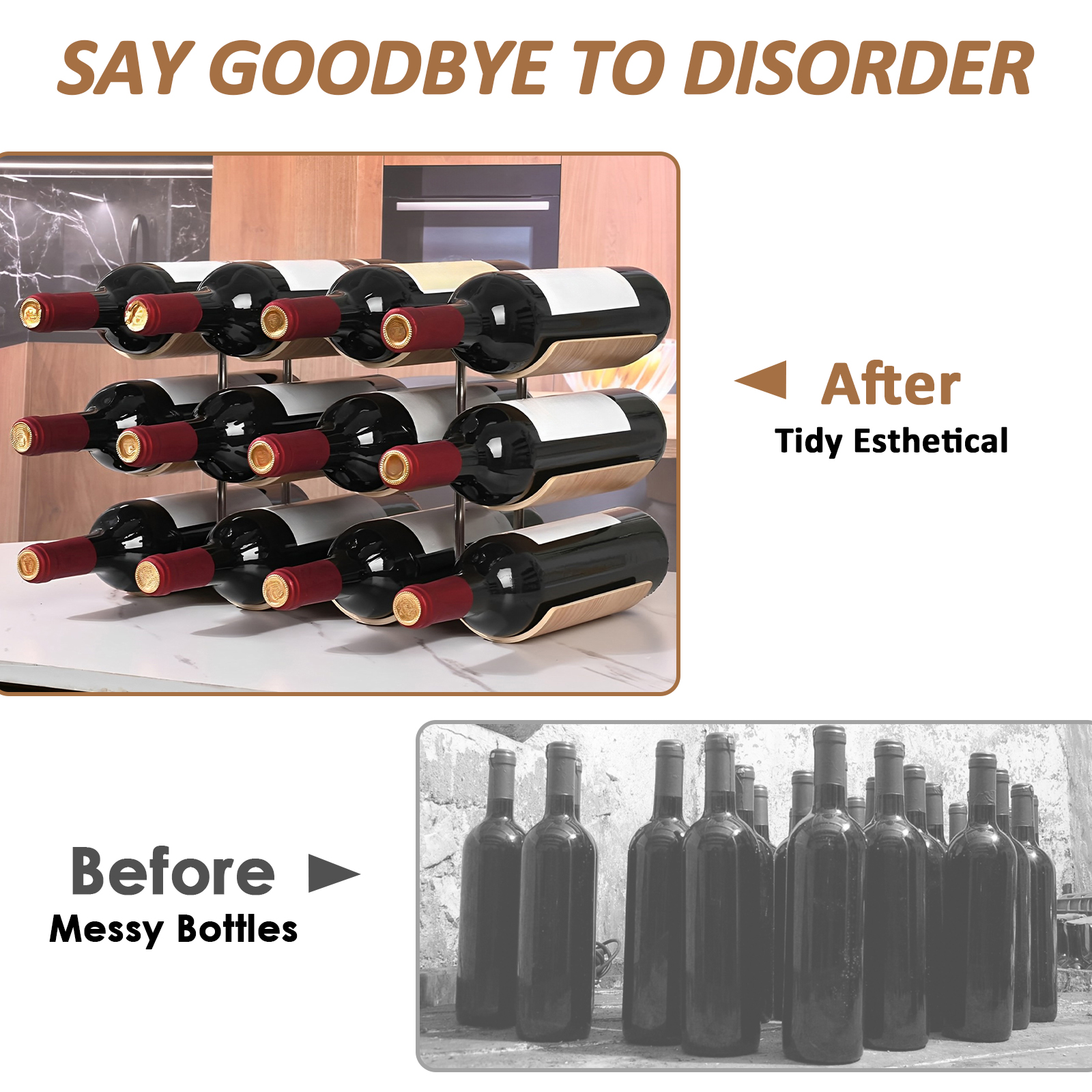 2/3-Tier Wooden Wine Rack Wavy - Kitchen Zo ulasan dan harga