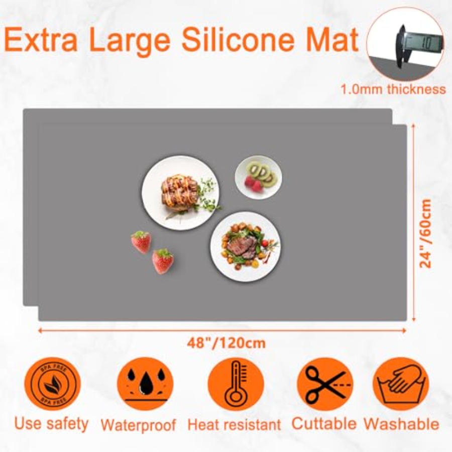 2Pack Large Silicone Mats for  - Kitchen Baking Island ulasan dan harga