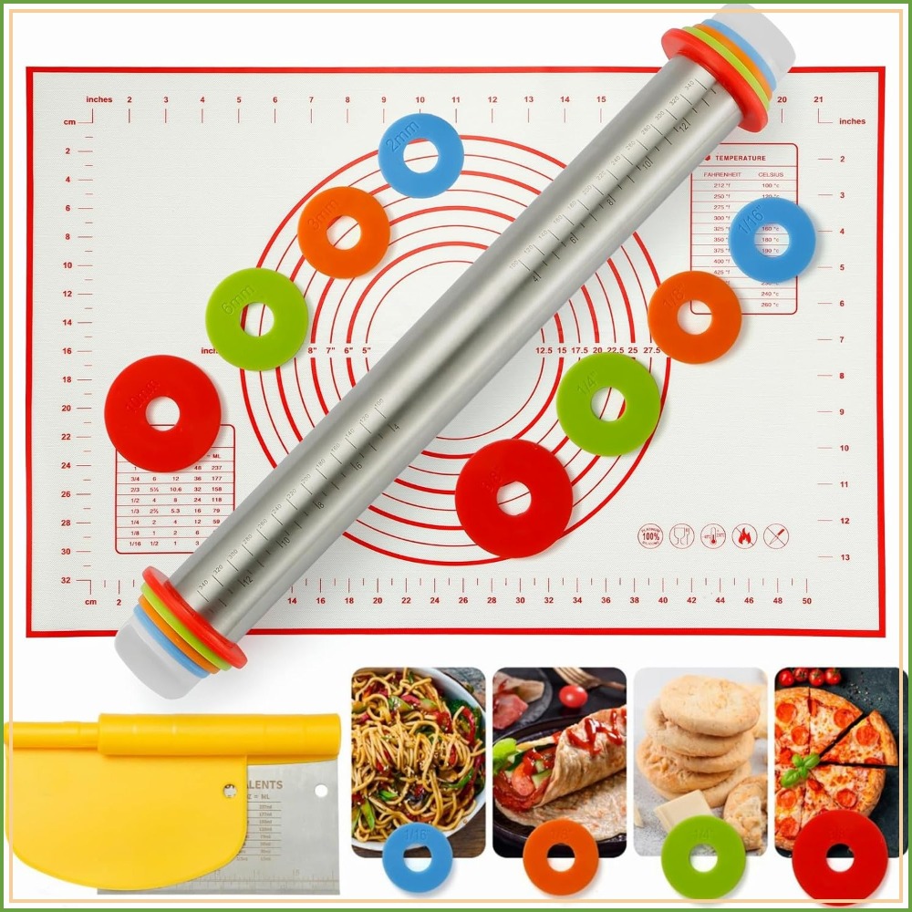 Rolling Pin Set with Thickness - Bench Scraper Dough ulasan dan harga