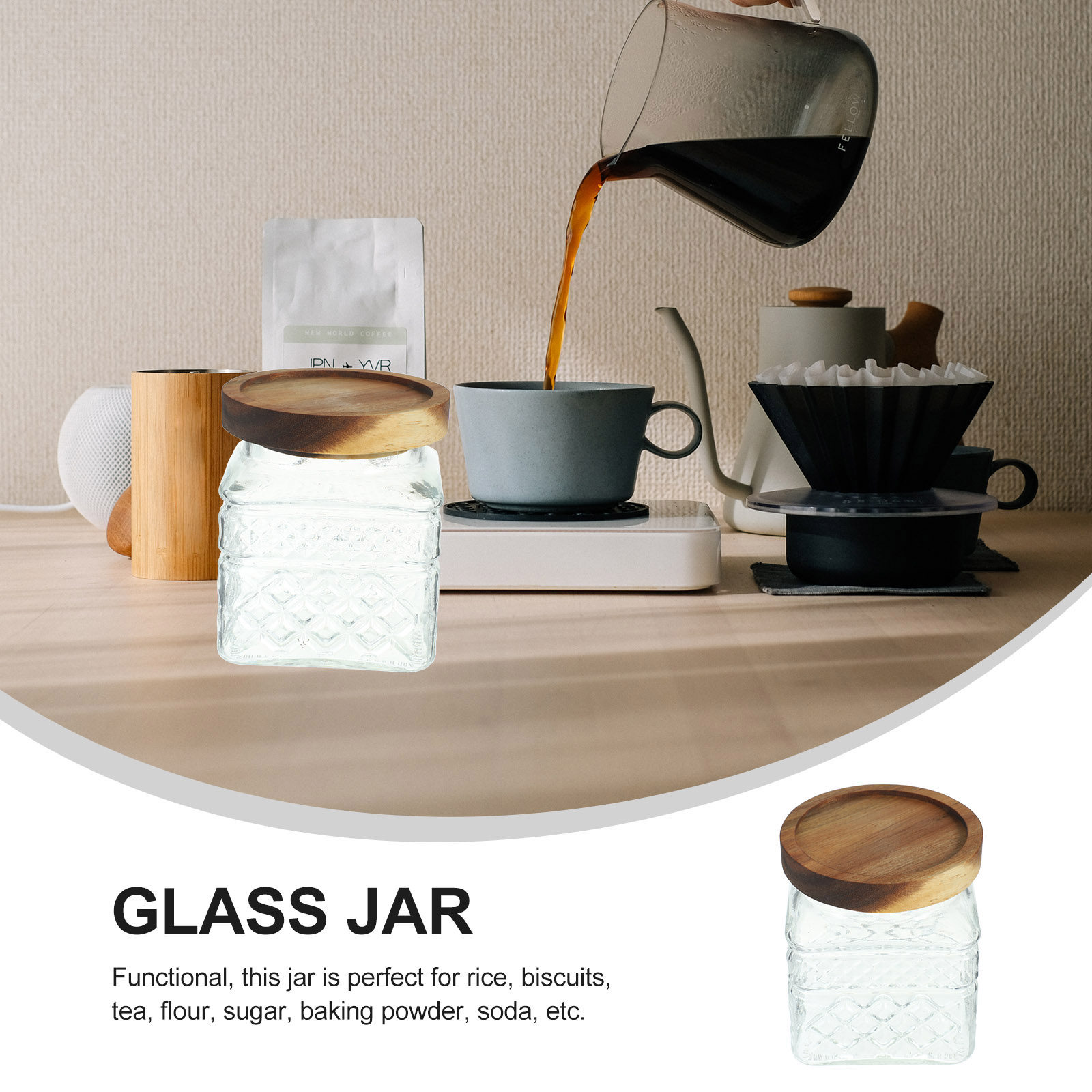 Airtight Glass Canister with N - Kitchen Baking Canisters ulasan dan harga