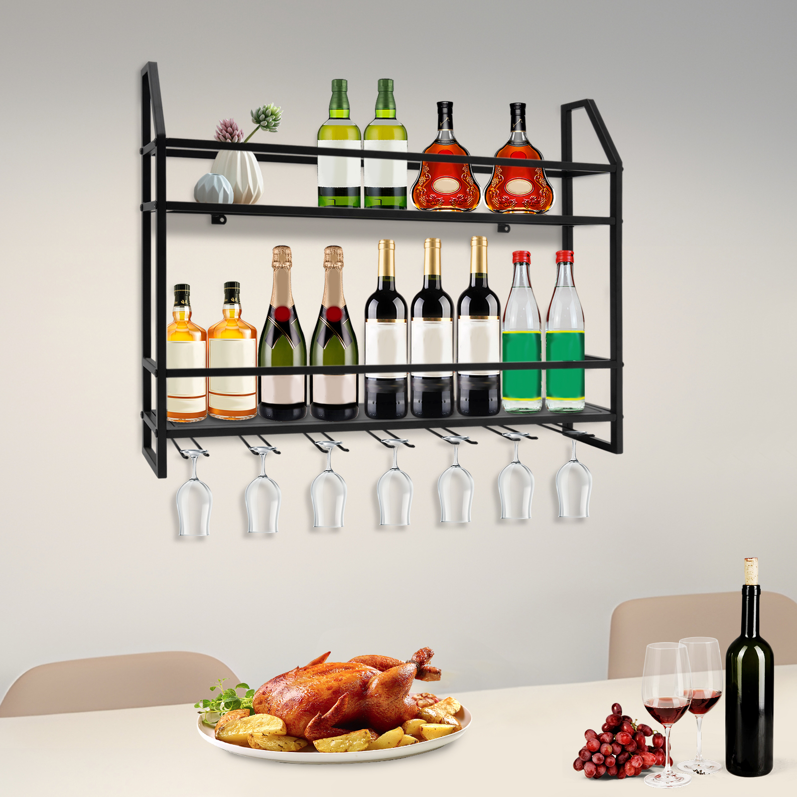 Double-layer Wine Rack Wall-Mo - Kitchen Zo ulasan dan harga