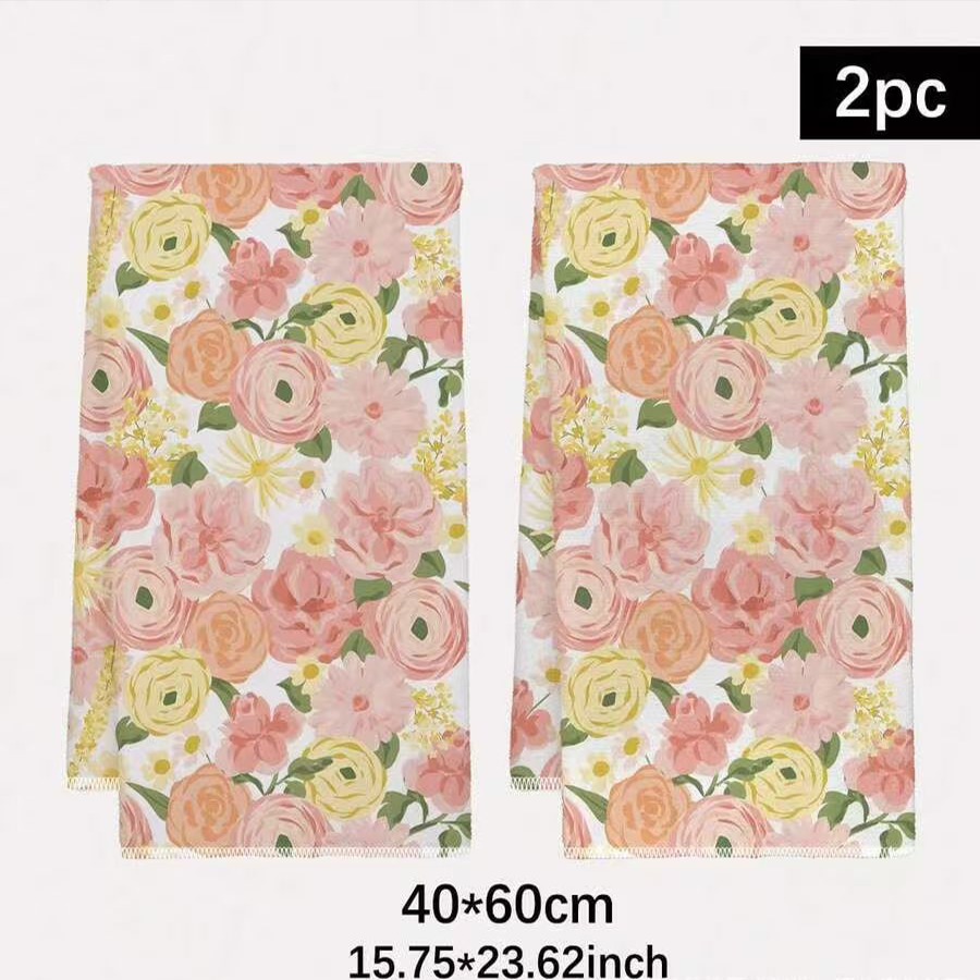 2Pcs, Cream-Colored Floral Kit - Kitchen Baking Necessities ulasan dan harga