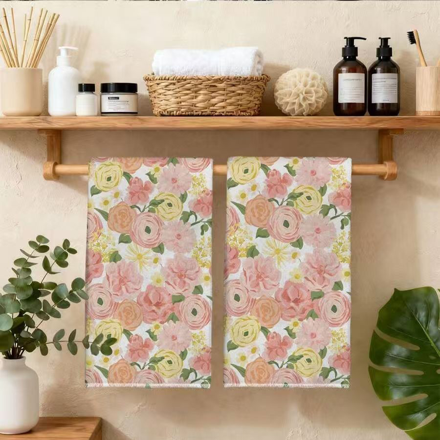 2Pcs, Cream-Colored Floral Kit - Kitchen Baking Necessities ulasan dan harga