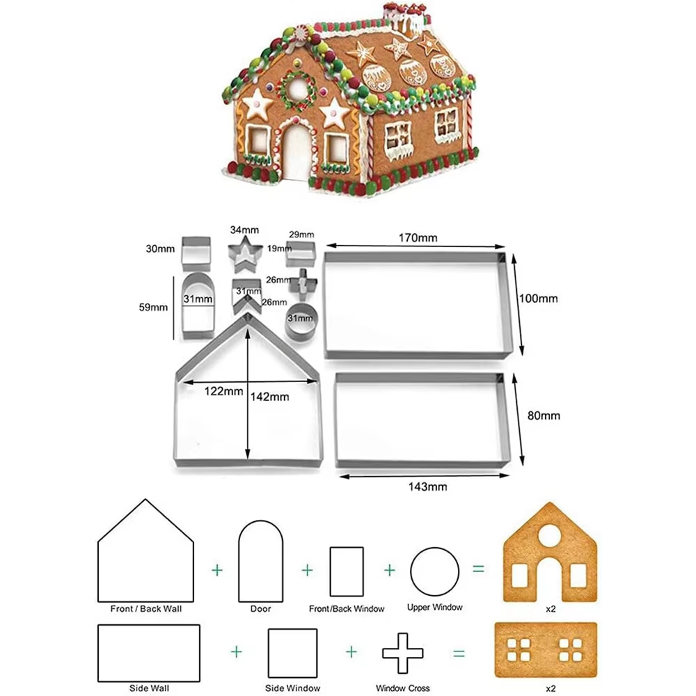 10Pcs Gingerbread House Cookie - Kitchen And Baking Equipment ulasan dan harga