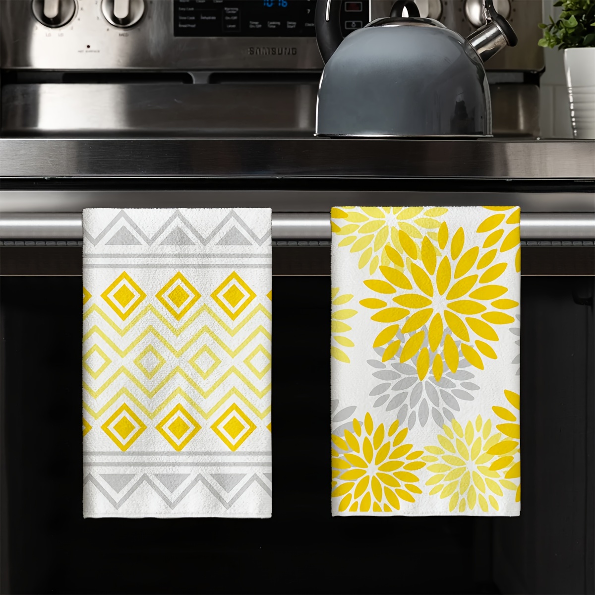 4Pcs, Yellow Striped Kitchen T - Kitchen Baking Necessities ulasan dan harga