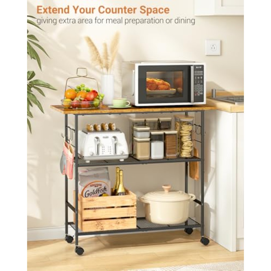 Kitchen Island with 3 Shelves, - Kitchen Baking Island ulasan dan harga