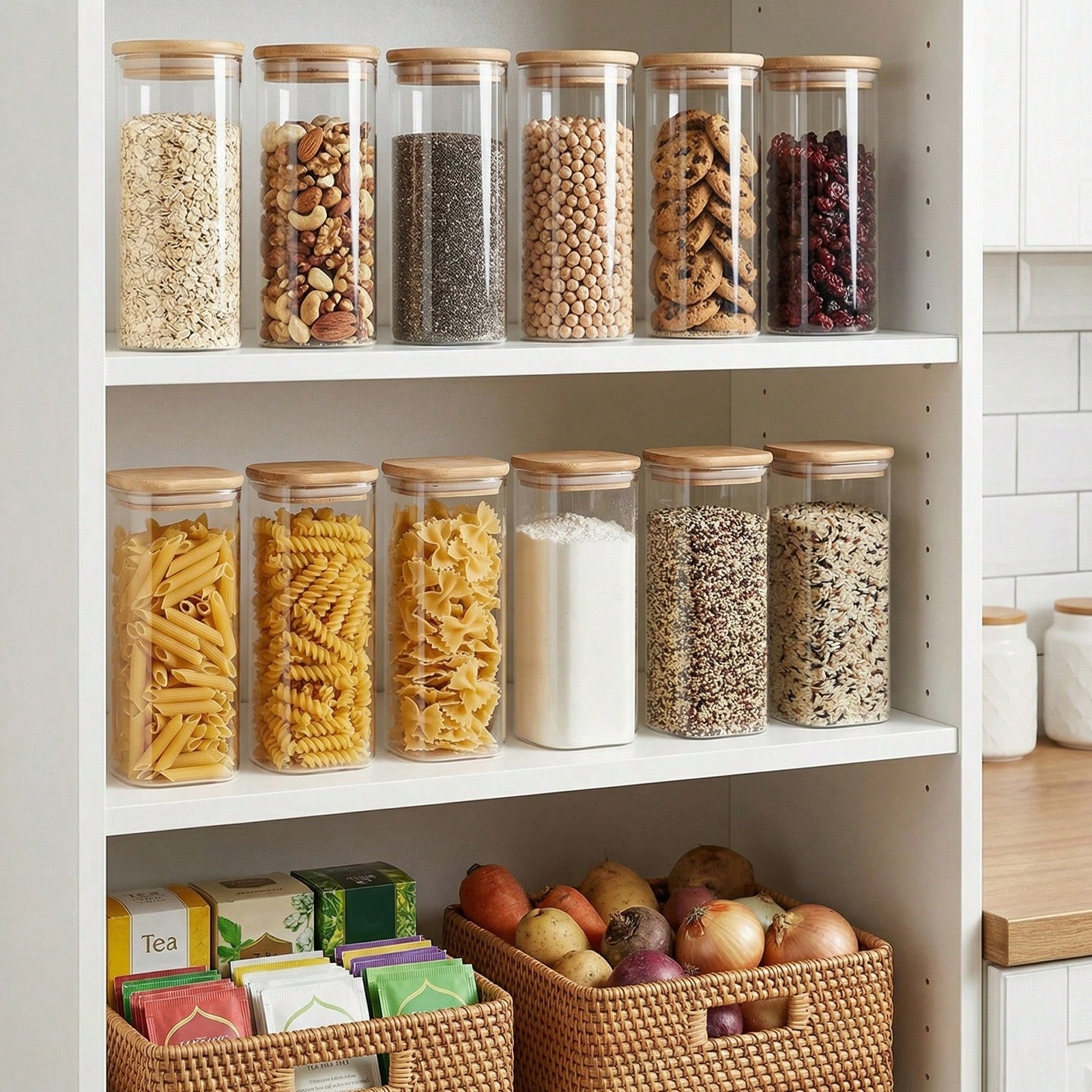 Tomnk 6pcs Glass Food Storage  - Kitchen Baking Canisters ulasan dan harga