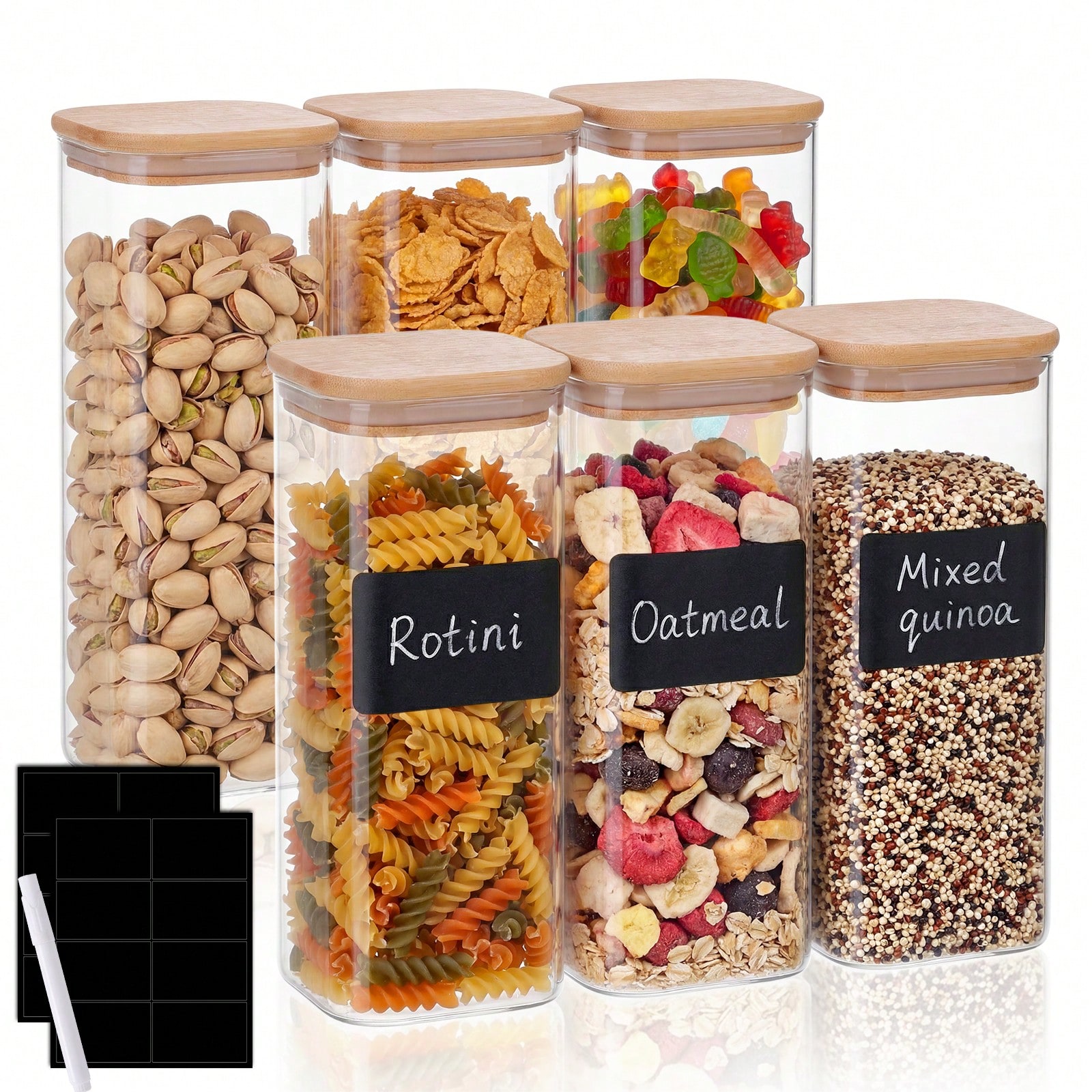 Tomnk 6pcs Glass Food Storage  - Kitchen Baking Canisters ulasan dan harga