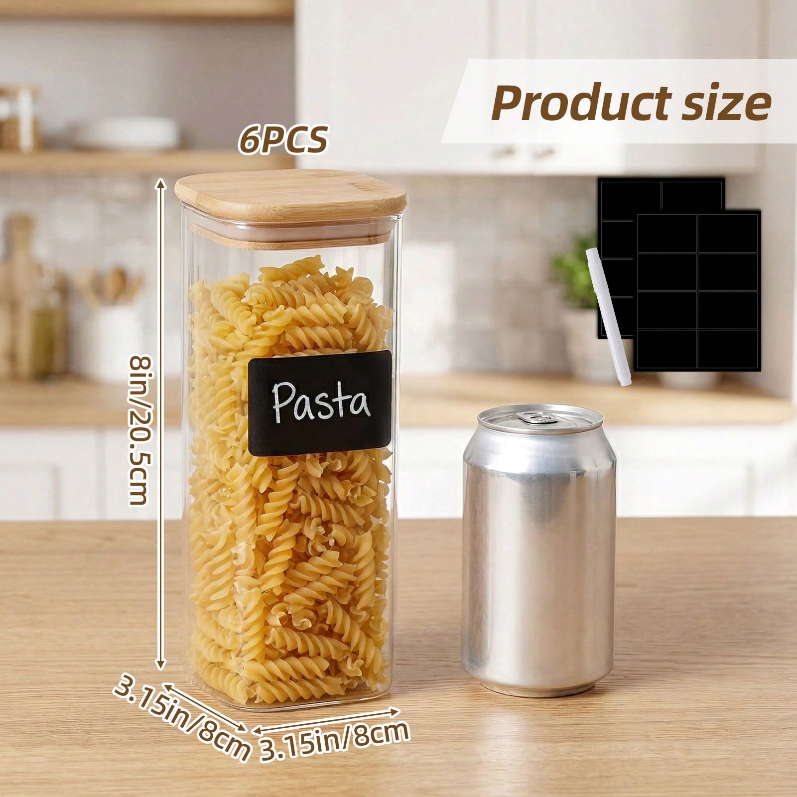 Tomnk 6pcs Glass Food Storage  - Kitchen Baking Canisters ulasan dan harga
