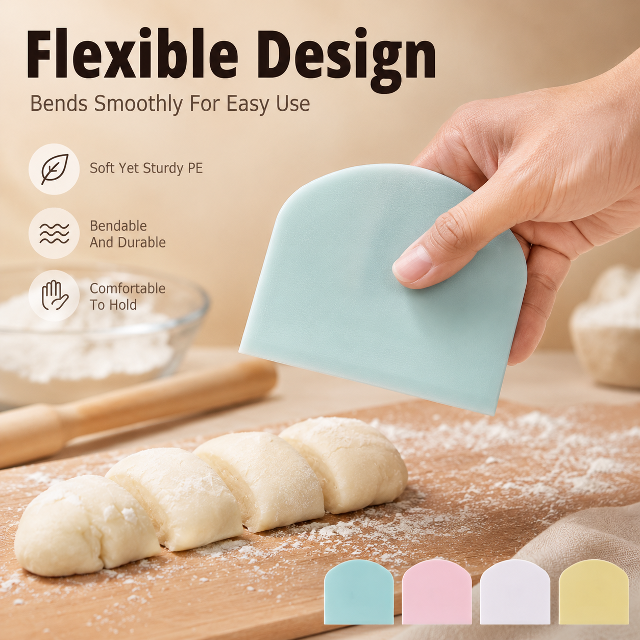 Flexible PE Dough Scraper, Bak - Bench Scraper Dough ulasan dan harga