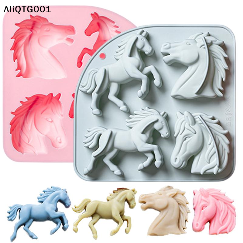 4-Cavity 3D Horse Silicone Mol - Kitchen And Baking Tools ulasan dan harga