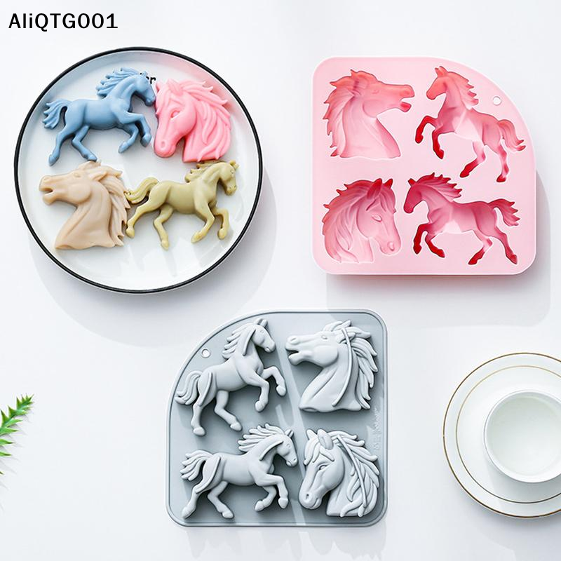 4-Cavity 3D Horse Silicone Mol - Kitchen And Baking Tools ulasan dan harga